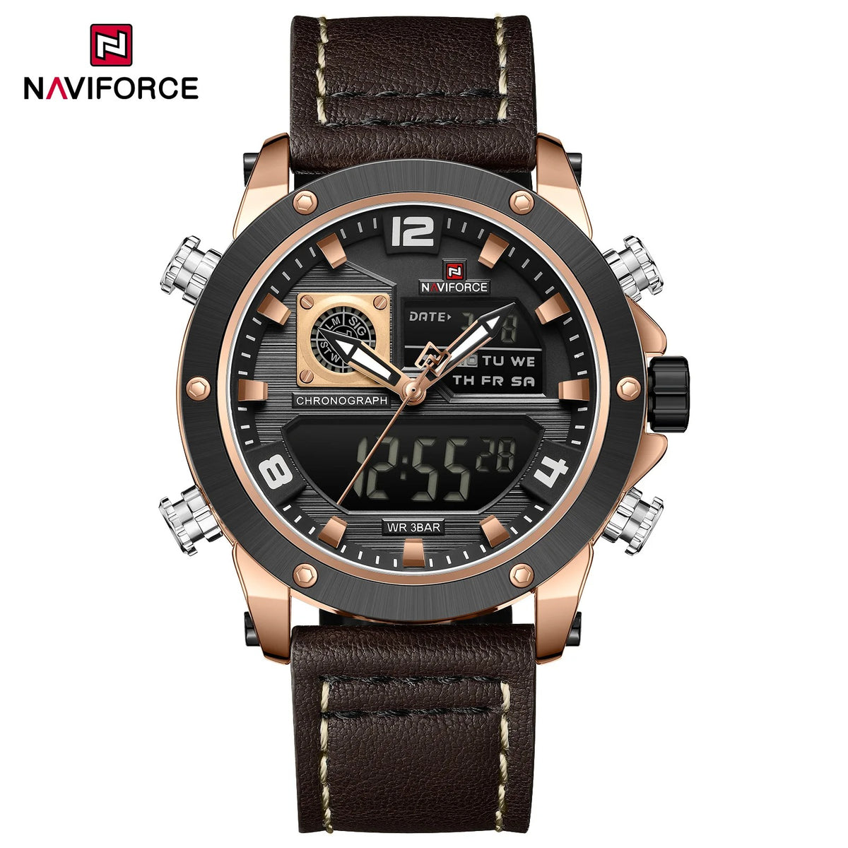 Reloj Naviforce NF9236 Hombre Cuero Doble Pantalla