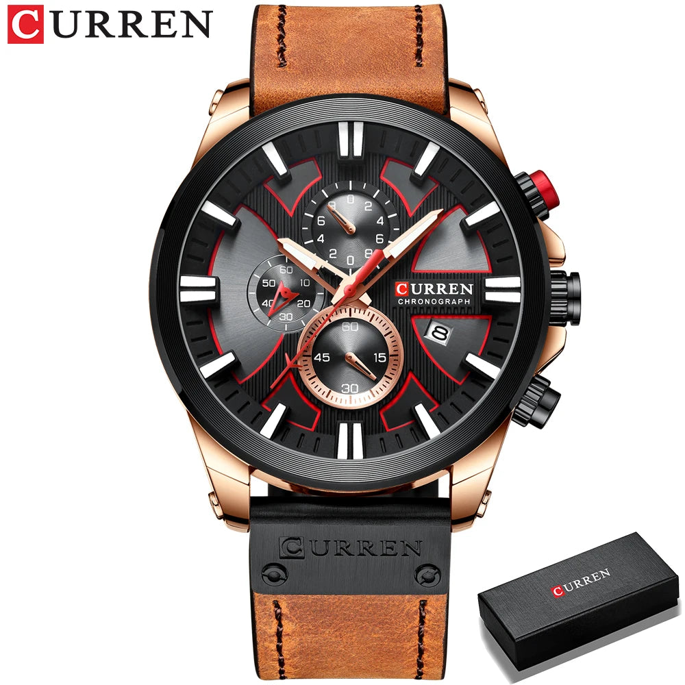 Reloj Curren 8346 Hombre Cuero Cronógrafo
