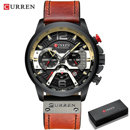 Reloj Curren 8329 Hombre Cuero Cronógrafo