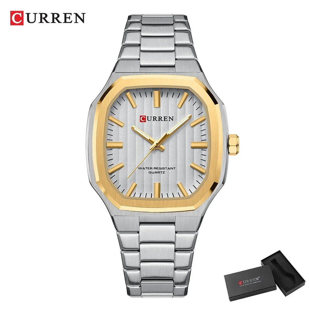 Reloj Curren Hombre Acero Poligonal Luminoso