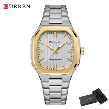 Reloj Curren Hombre Acero Poligonal Luminoso