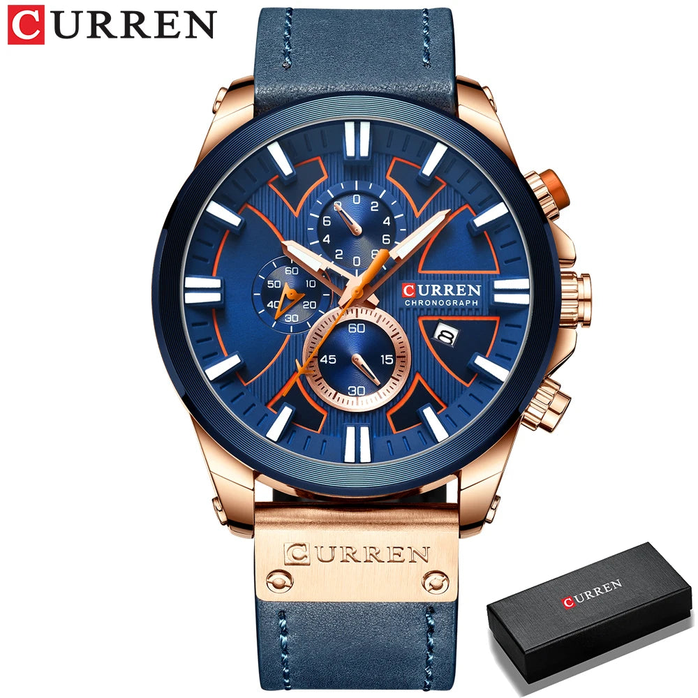 Reloj Curren 8346 Hombre Cuero Cronógrafo