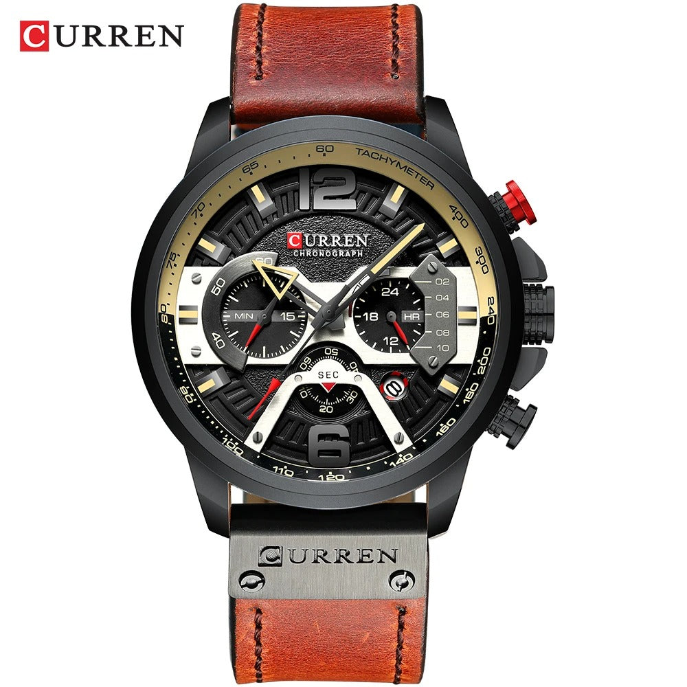 Reloj Curren 8329 Hombre Cuero Cronógrafo