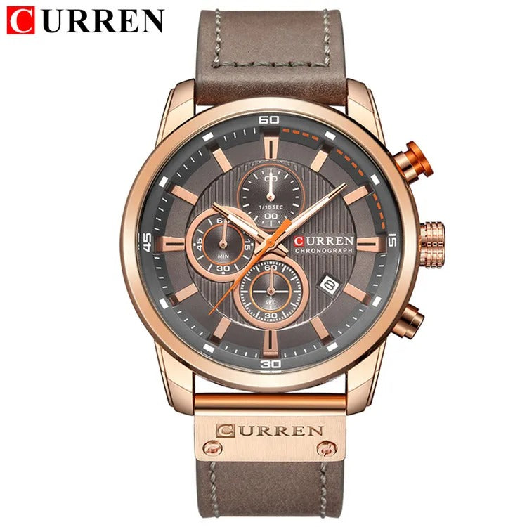 Reloj Curren 8291 Hombre Cuero Cronógrafo Militar