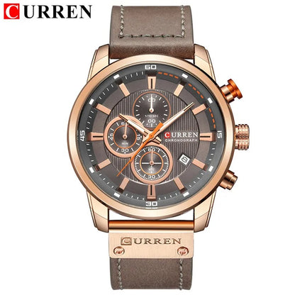 Reloj Curren 8291 Hombre Cuero Cronógrafo Militar