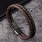 Pulsera Hombre Cuero Trenzado con Acero Inoxidable