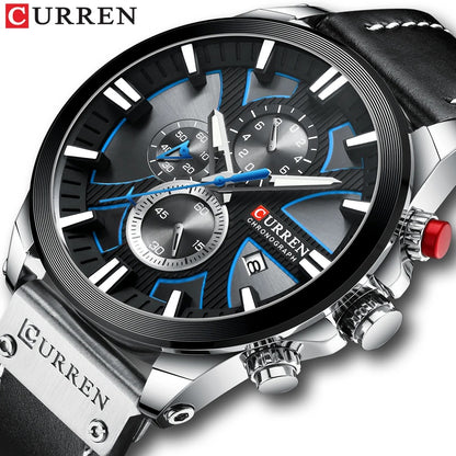 Reloj Curren 8346 Hombre Cuero Cronógrafo