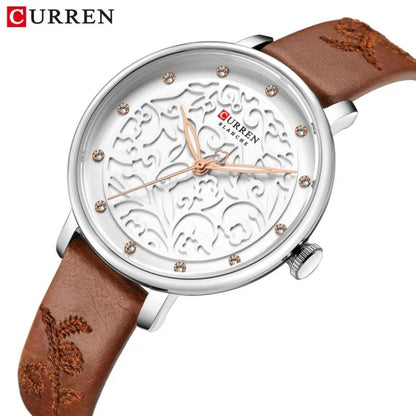 Reloj Curren 9046 Mujer Cuero Bordado