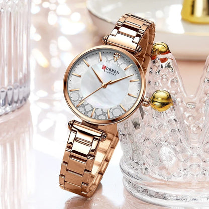Reloj Curren Mujer Acero Japonés Clásico