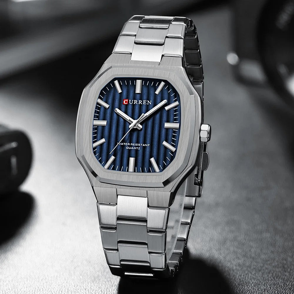 Reloj Curren Hombre Acero Poligonal Luminoso