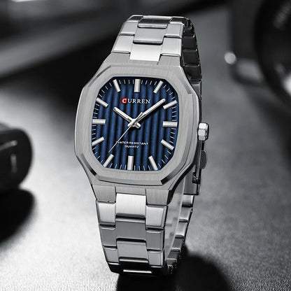 Reloj Curren Hombre Acero Poligonal Luminoso