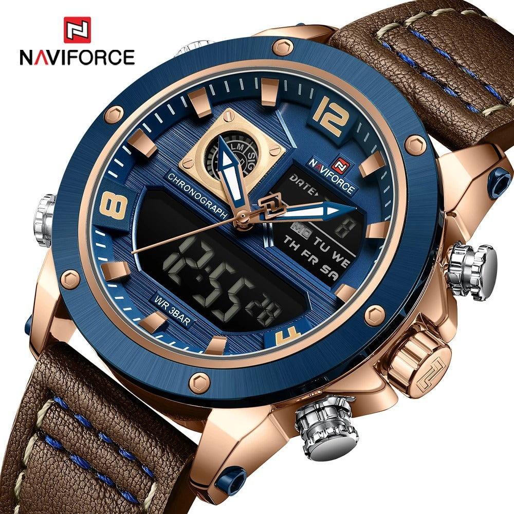 Reloj Naviforce NF9236 Hombre Cuero Doble Pantalla
