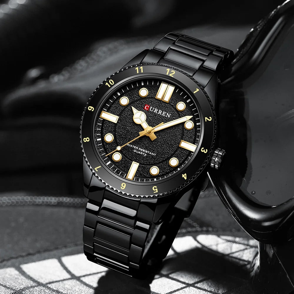 Reloj Curren 8450 Hombre Correa de Acero Verde — Foucault Valdivia