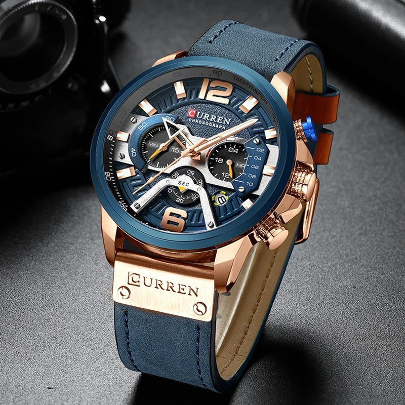 Reloj Curren 8329 Hombre Cuero Cronógrafo