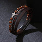 Pulsera Hombre Cuero Multicapa Vintage