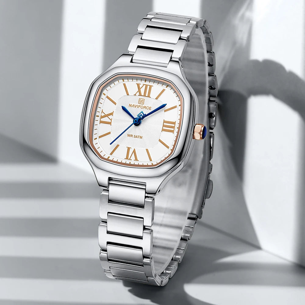 Reloj Naviforce Mujer Acero Cuadrado Vestir