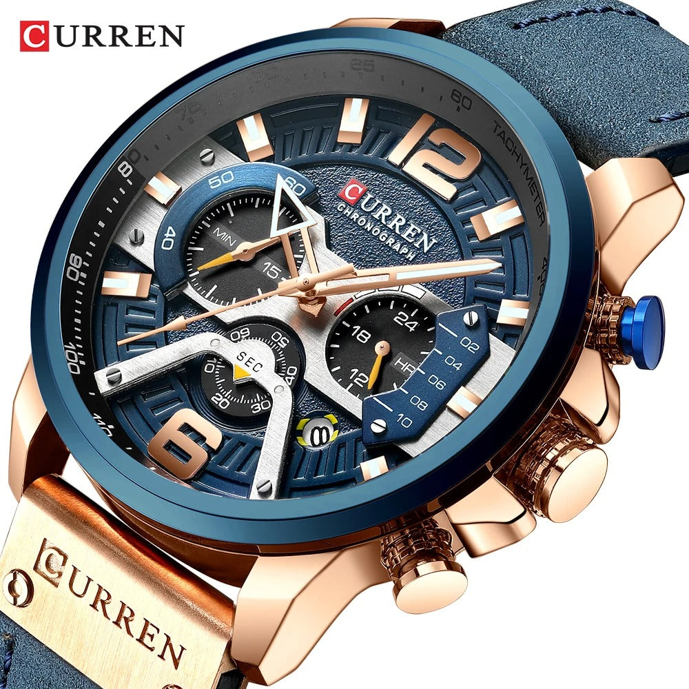Reloj Curren 8329 Hombre Cuero Cronógrafo