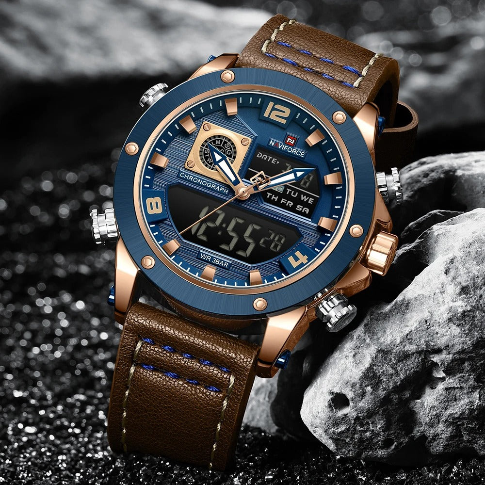 Reloj Naviforce NF9236 Hombre Cuero Doble Pantalla