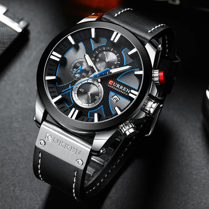 Reloj Curren 8346 Hombre Cuero Cronógrafo