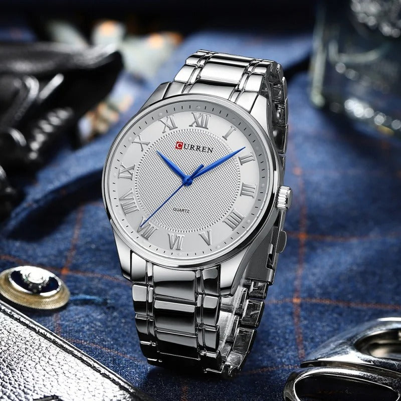 Reloj Curren 8409 Hombre Acero Números Romanos