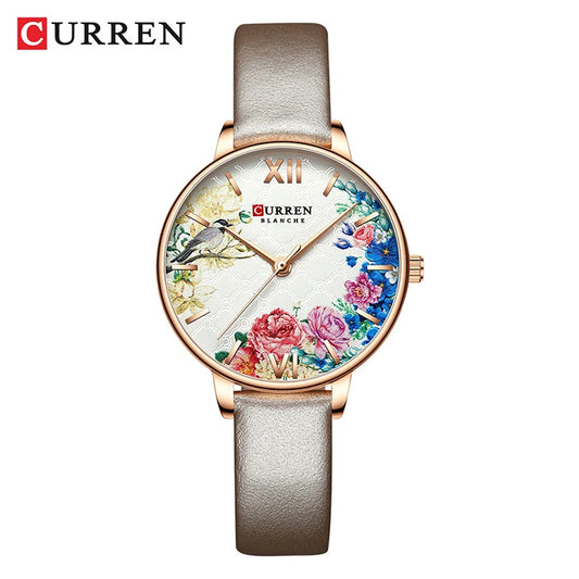 CURREN 9059L – Delicadeza Floral en un Reloj Femenino de 32 mm con Estilo Atemporal