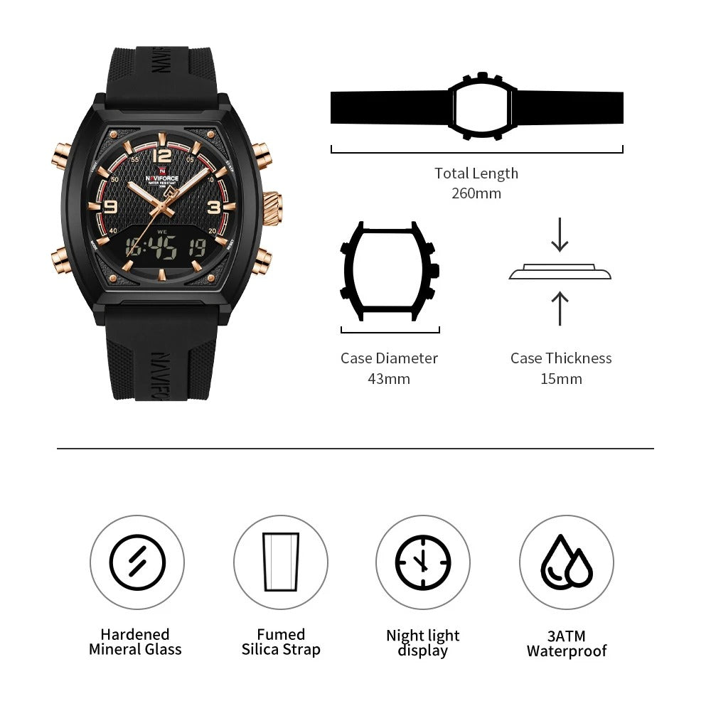 Reloj Naviforce Hombre Silicona Digital Militar