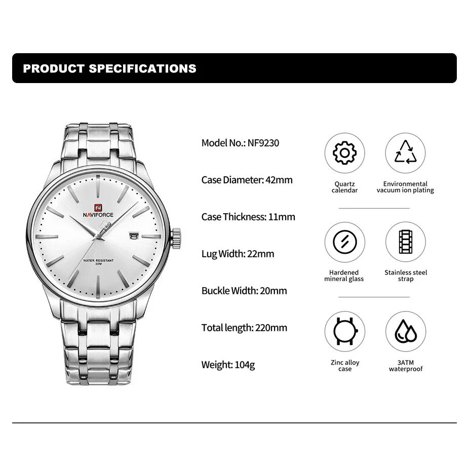 Reloj Naviforce NF9230 Hombre Acero con Caja de Regalo