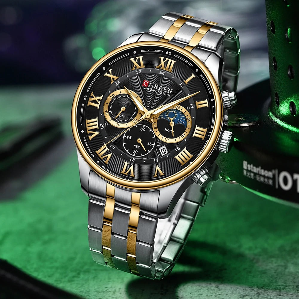 Reloj Curren Hombre Acero Cronógrafo Romano