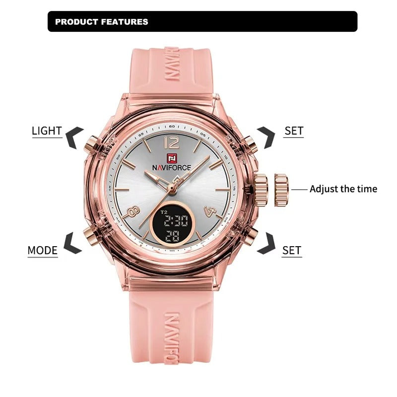 Reloj Naviforce Mujer Digital Silicona 5ATM