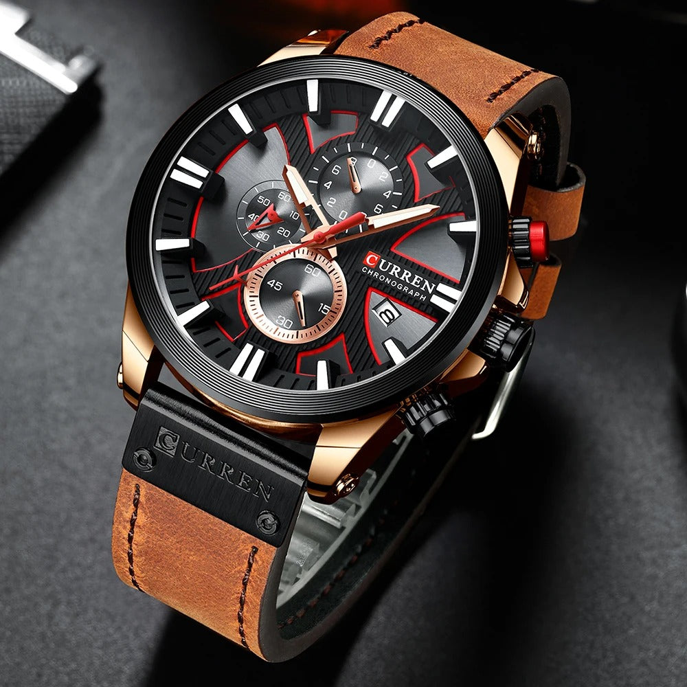 Reloj Curren 8346 Hombre Cuero Cronógrafo