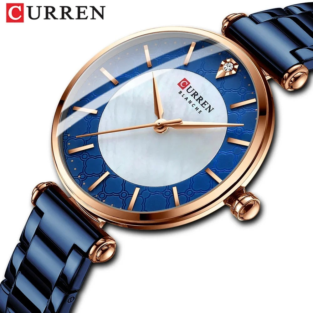 Reloj Curren Mujer Acero Japonés Clásico