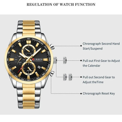 Reloj Curren 8445 Hombre Acero Multifunción