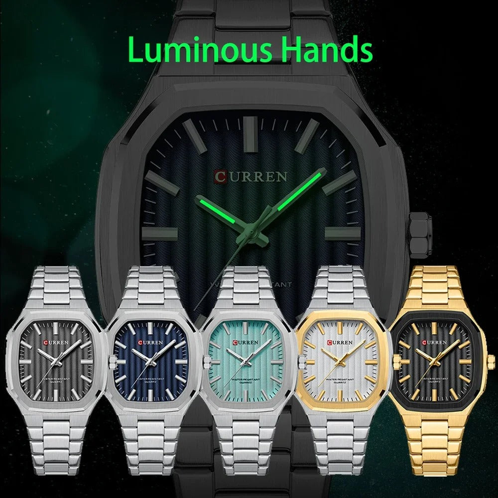 Reloj Curren Hombre Acero Poligonal Luminoso