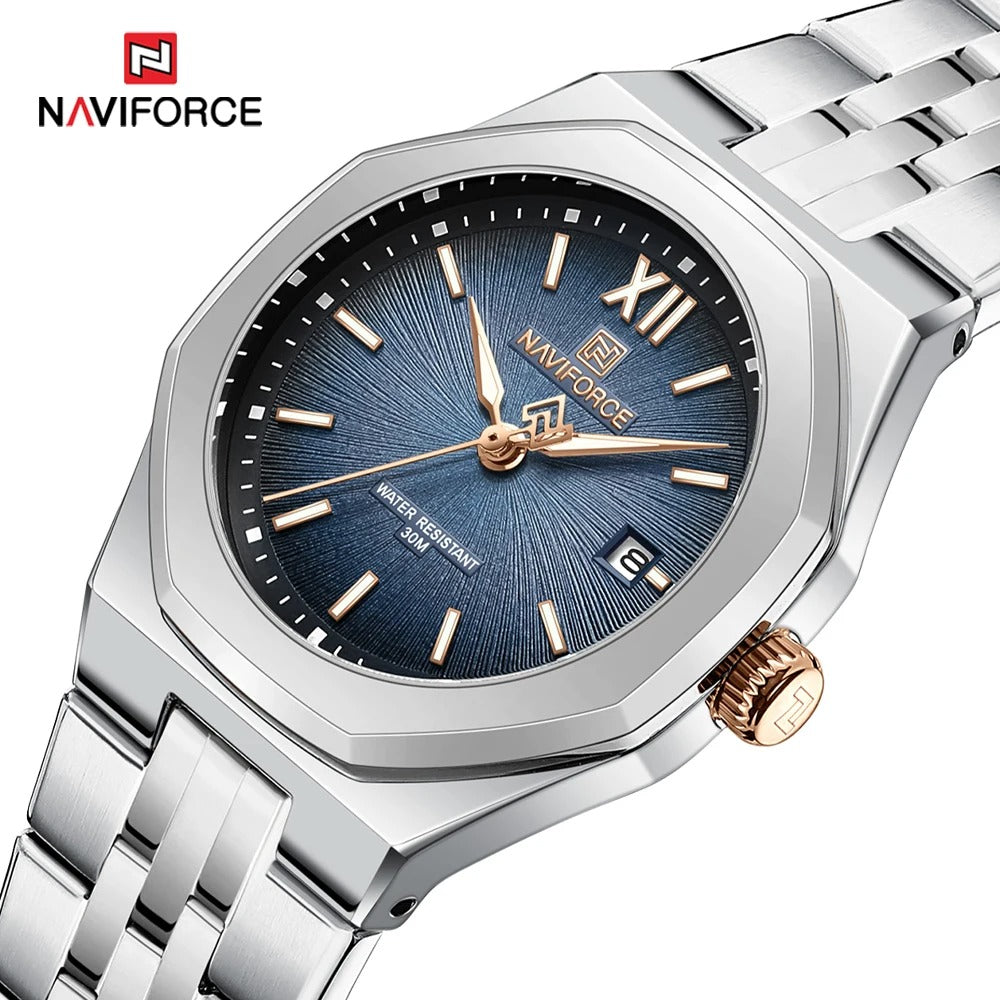 Reloj Naviforce Mujer Acero Cuadrado Luminoso