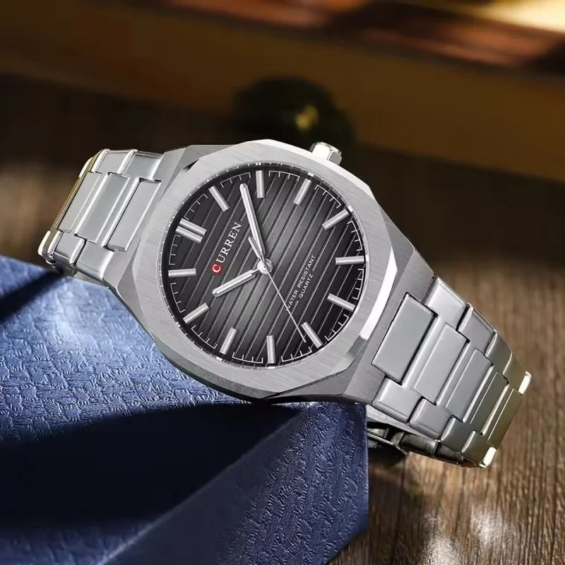 Reloj Curren 8456 Hombre Acero Esfera Cuadrada