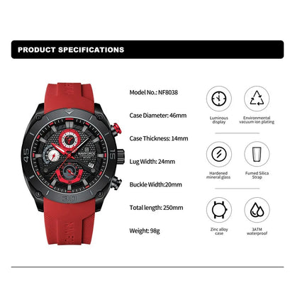 Reloj Naviforce 8038 Hombre Silicona Tres Esferas