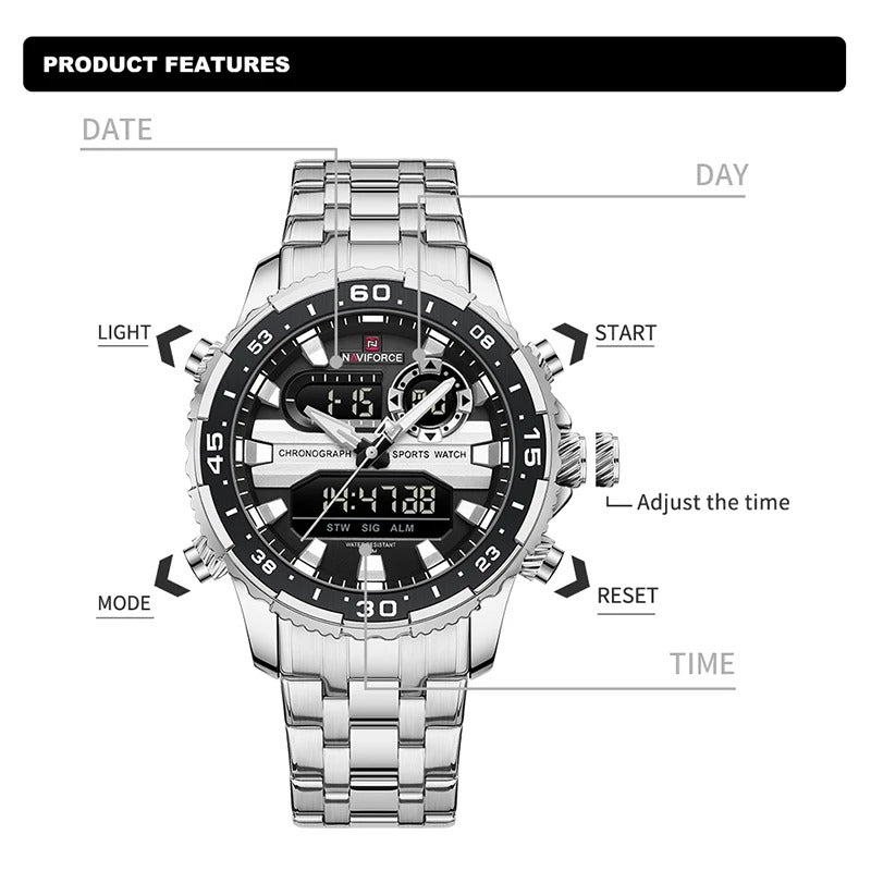 Reloj Naviforce Hombre Acero Analógico Digital