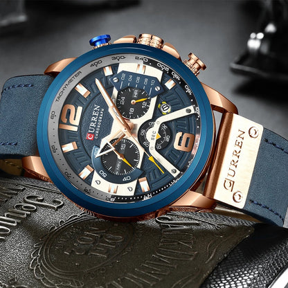Reloj Curren 8329 Hombre Cuero Cronógrafo