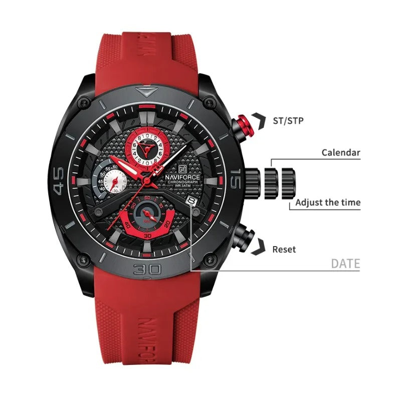 Reloj Naviforce 8038 Hombre Silicona Tres Esferas