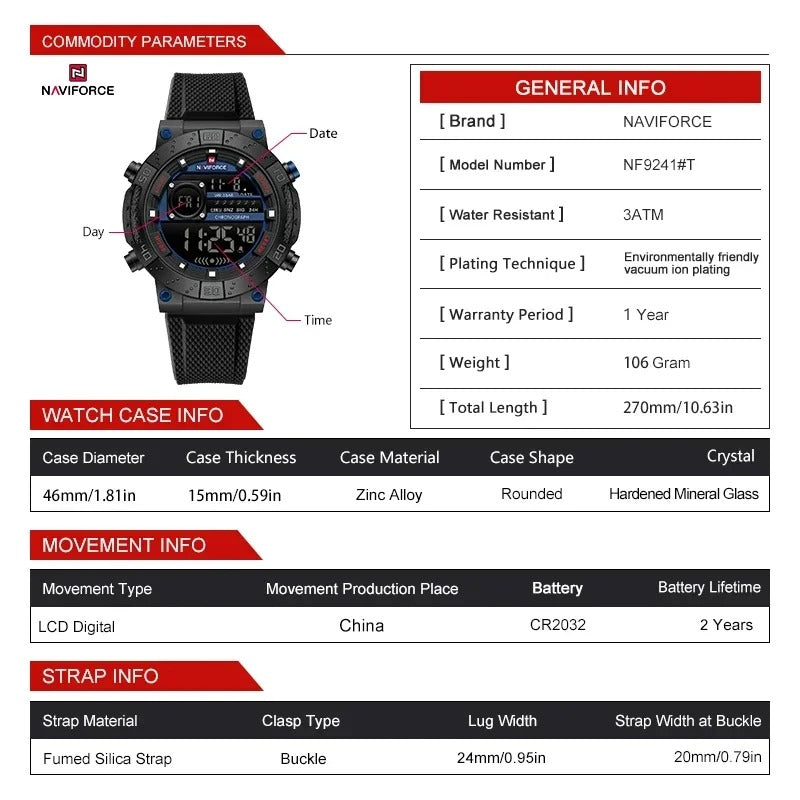 Reloj Naviforce NF9241T Hombre Digital Silicona