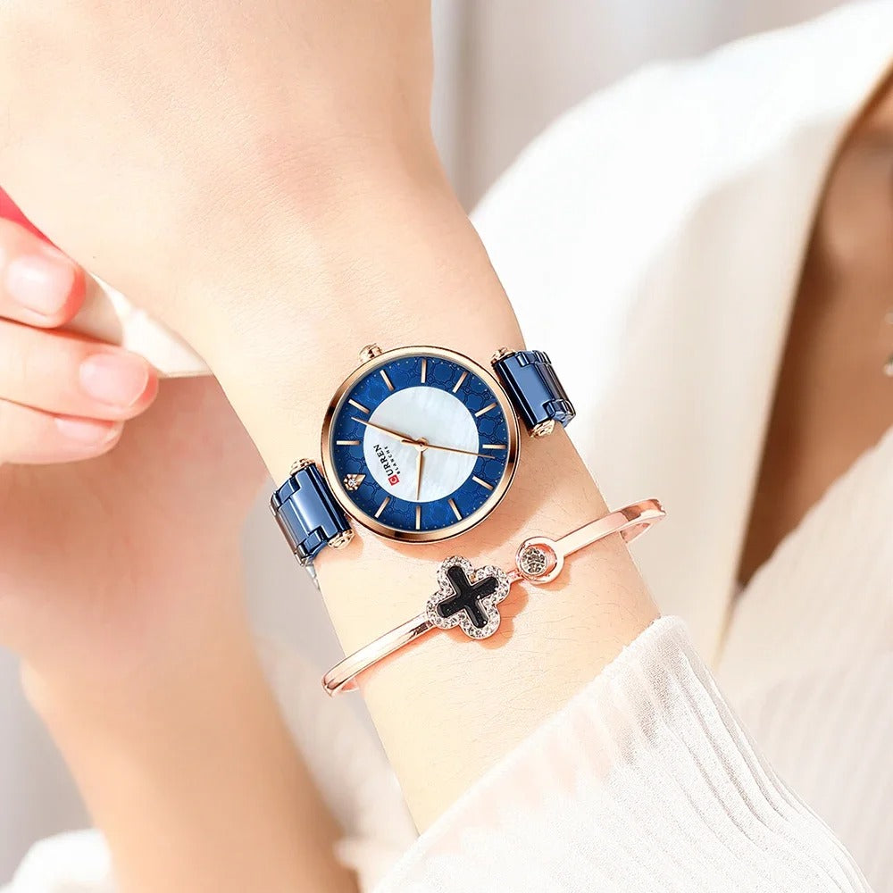 Reloj Curren Mujer Acero Japonés Clásico