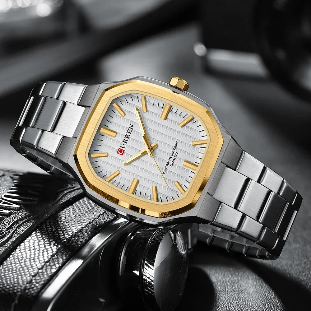 Reloj Curren Hombre Acero Poligonal Luminoso