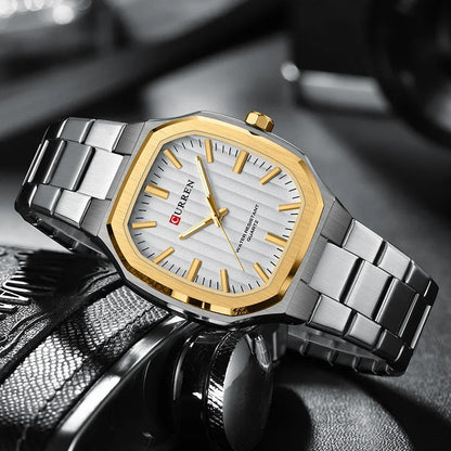 Reloj Curren Hombre Acero Poligonal Luminoso