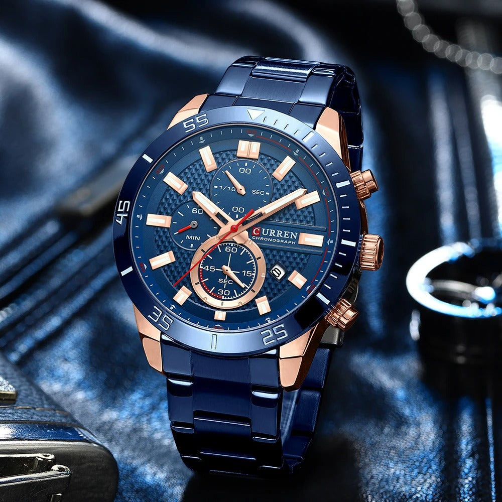 Reloj Curren Hombre Acero Deportivo Luminoso
