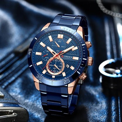Reloj Curren Hombre Acero Deportivo Luminoso