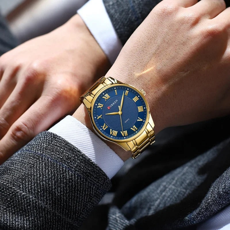 Reloj Curren 8409 Hombre Acero Números Romanos