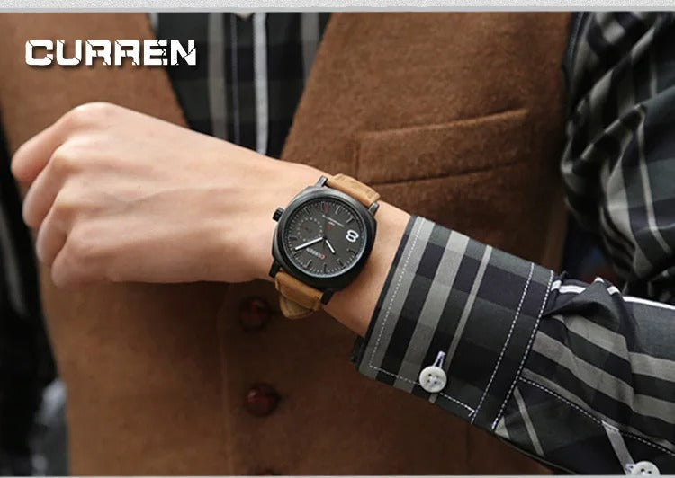 Reloj Curren 8139 Hombre Cuero Mate