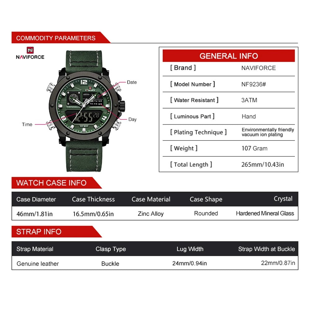 Reloj Naviforce NF9236 Hombre Cuero Doble Pantalla