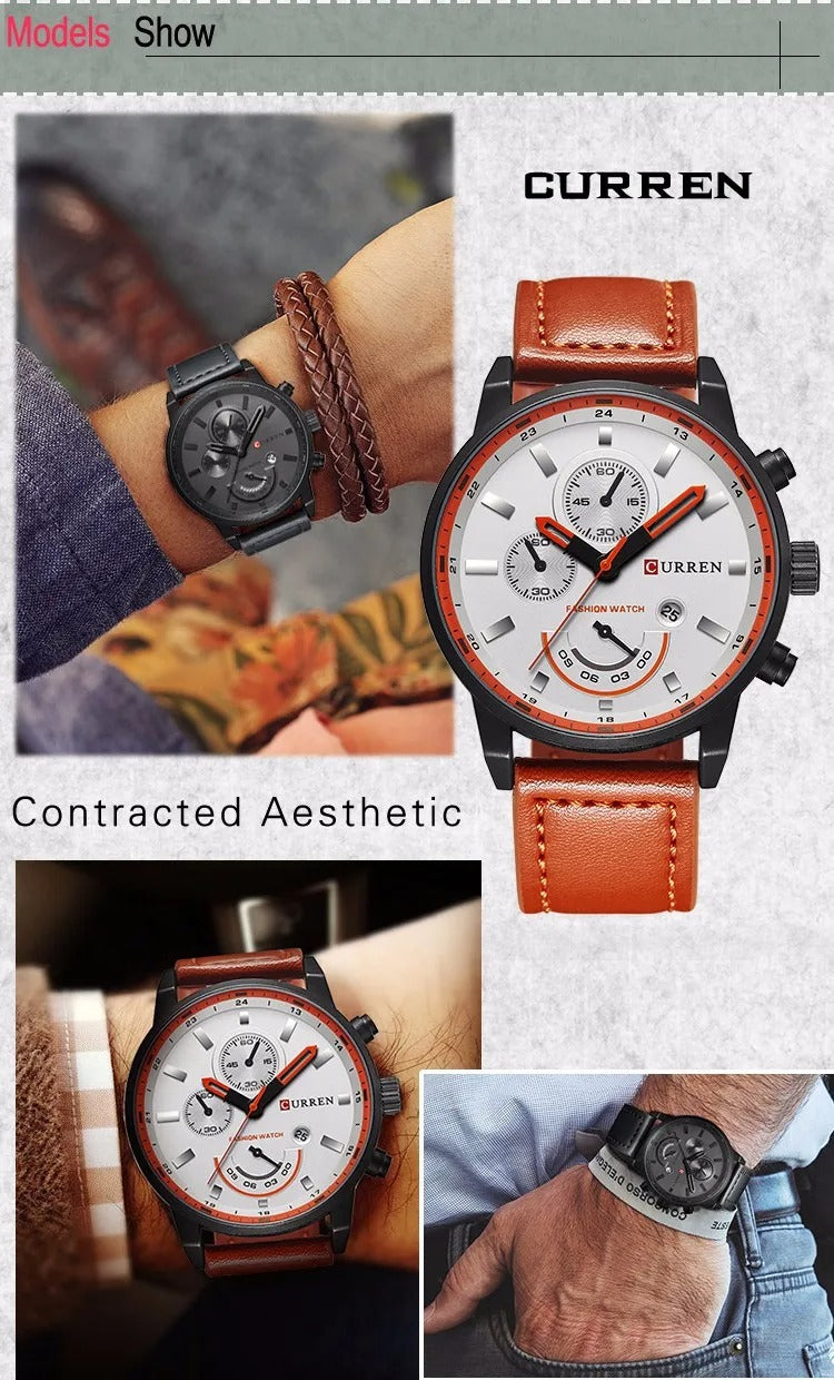 Reloj Curren 8217 Hombre Acero Cronógrafo Delgado