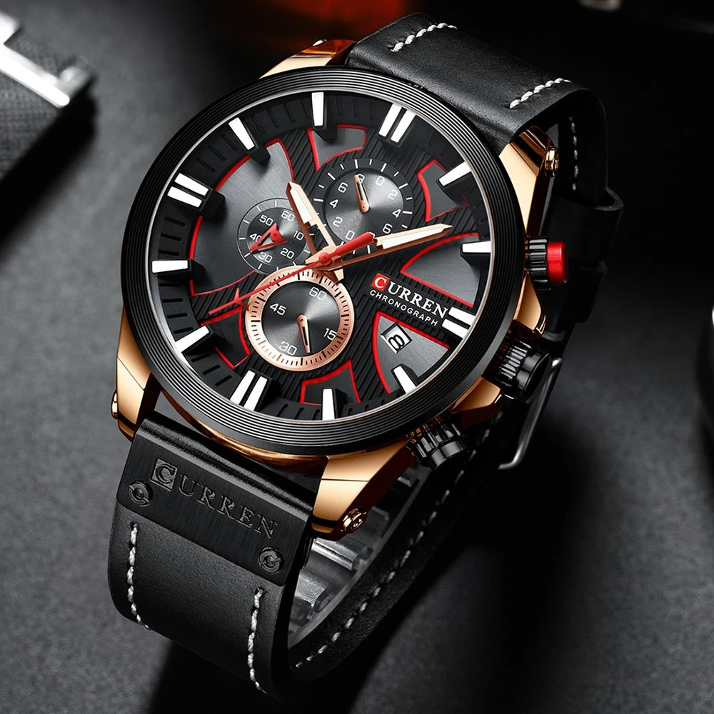 Reloj Curren 8346 Hombre Cuero Cronógrafo